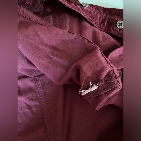 Women’s Free People maroon corduroy button front with pockets, skirt 12 Fall - Picture 2 of 6